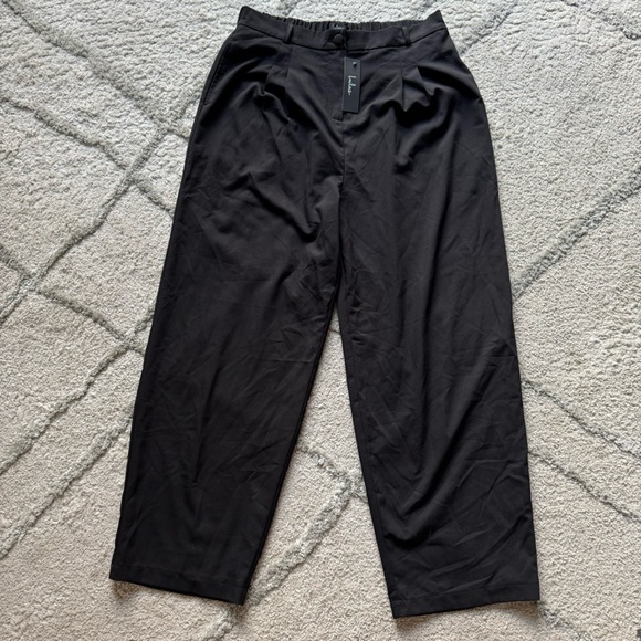 Lulus Pants - Lulus black trouser pants high rise straight leg loose fit taper XL new